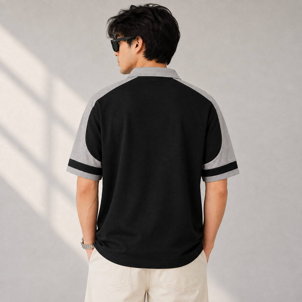 Lac_oste Style Men’s Black & Grey Contrast Polo T-Shirt | Premium Half Sleeve Casual Polo | Smart Regular Fit