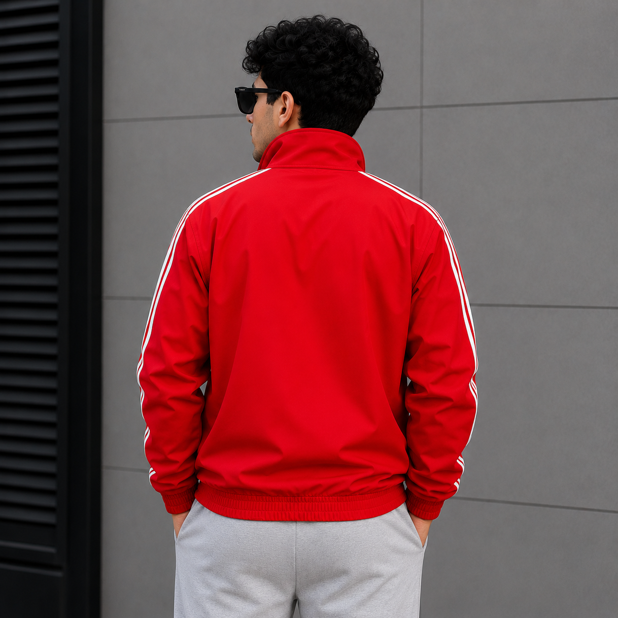 Adi_das Men’s Red 3-Stripe Track Jacket – Premium Zip-Up Sports Jacket