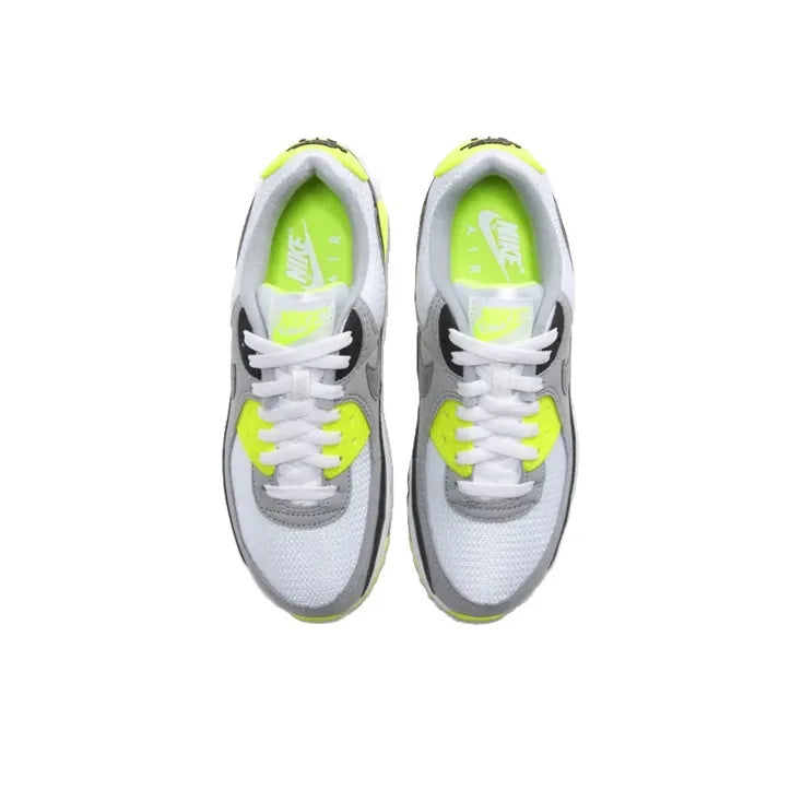 Ni_ke Air Max 90 Low-Top Running Shoes for Women: Abrasion-Resistant and Lightweight, White, Yellow