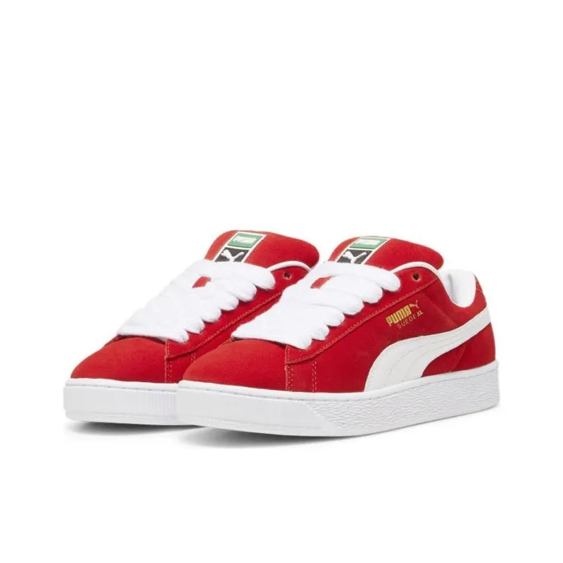 Puma Suede XL Abrasion-Resistant Low-Top Skateboarding Shoes for Men, Red and White