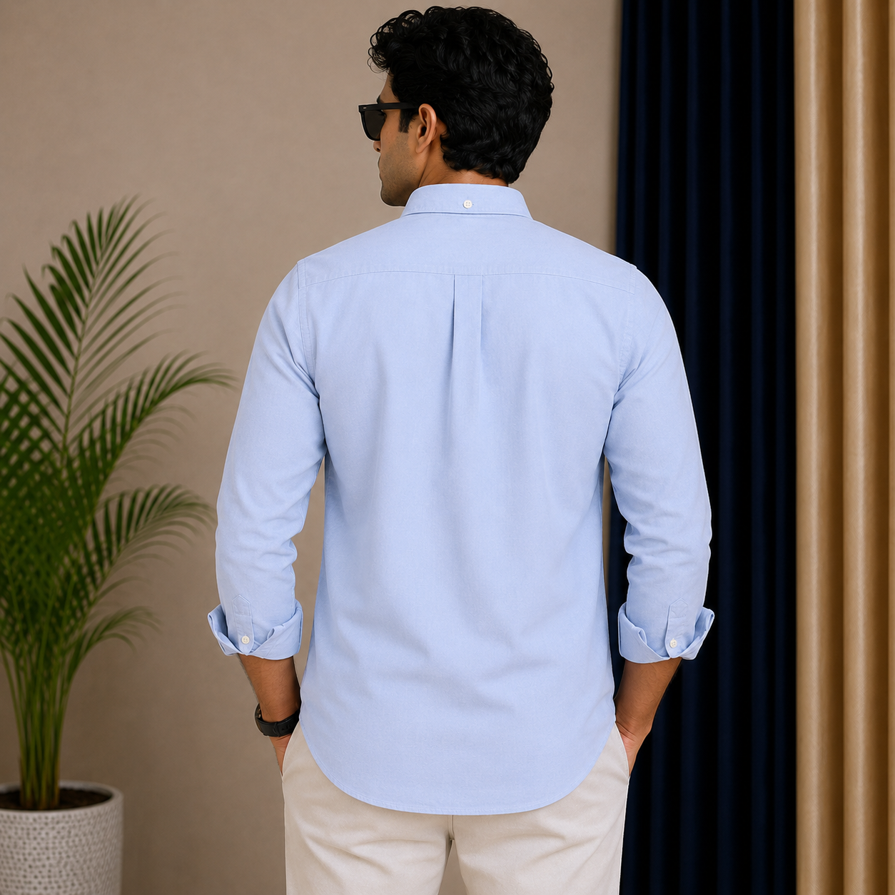 Po_lo RAL_PH LAU_REN Men’s Premium Sky Blue Oxford Shirt – Embroidered Button-Down Full Sleeve Shirt