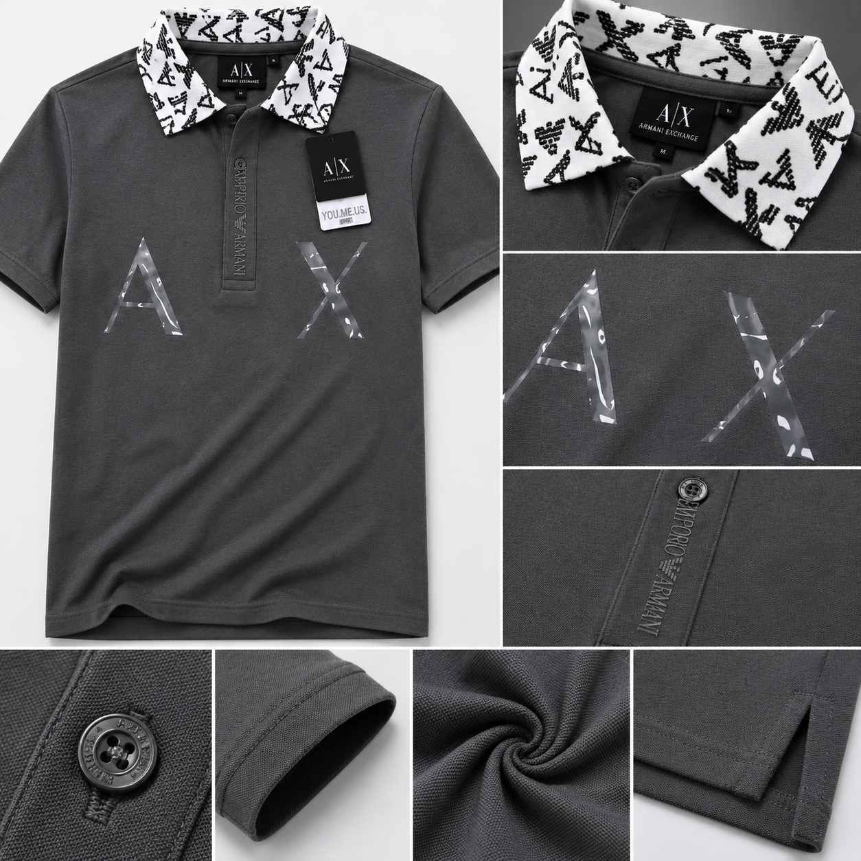 Men's Charcoal Grey Premium Po_lo T-Shirt | Printed Collar Cotton Po_lo | Slim Fit Casual Po_lo Tee