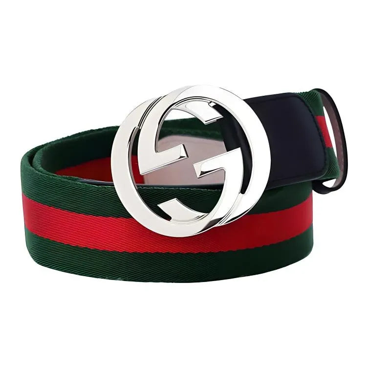 Gucci G Buckle Web Belt Green Red