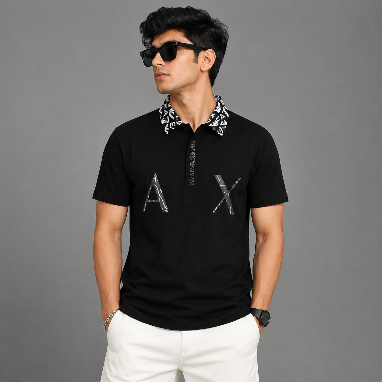 Men's Black Premium Po_lo T-Shirt | Printed Collar Cotton Po_lo | Slim Fit Casual Po_lo Tee
