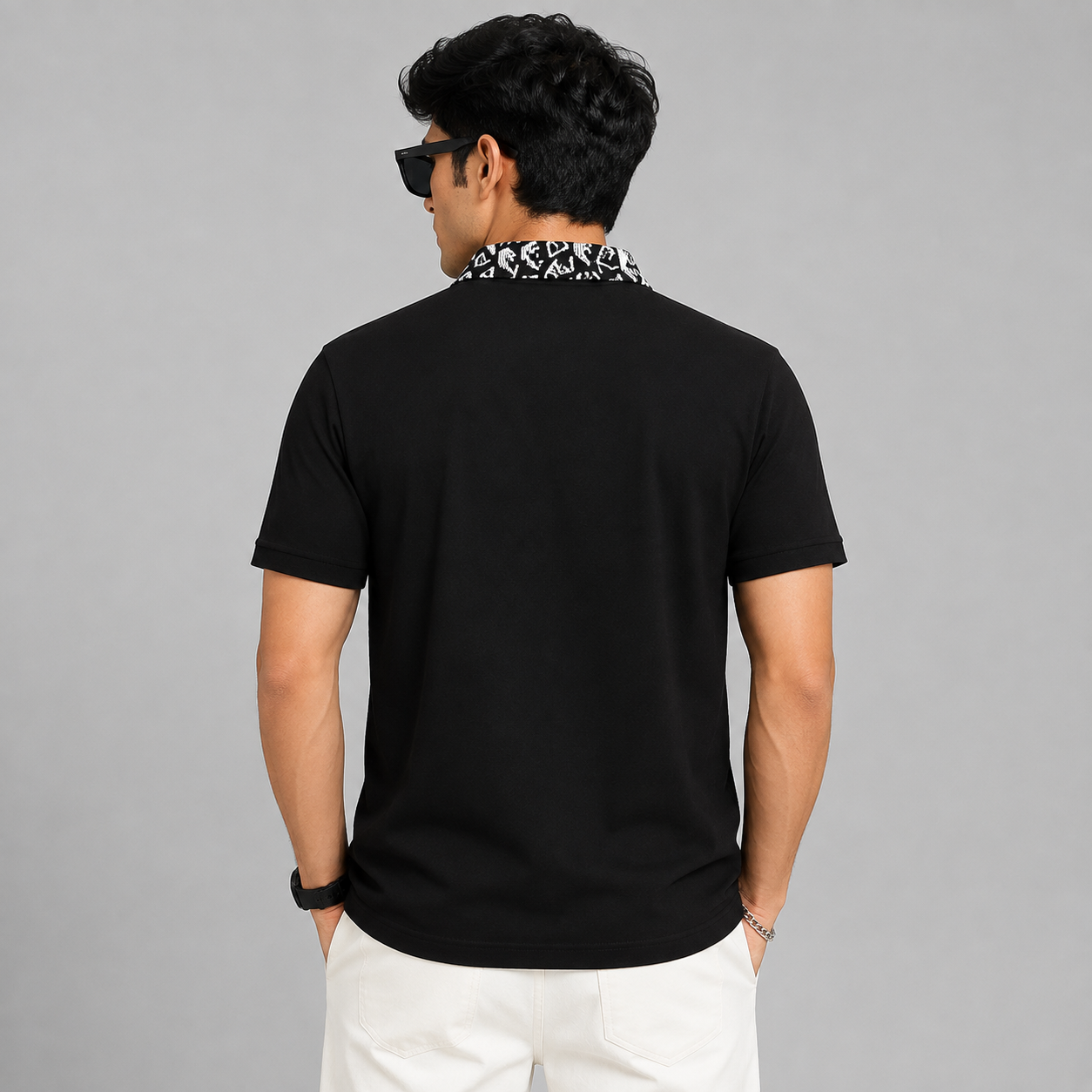 Men's Black Premium Po_lo T-Shirt | Printed Collar Cotton Po_lo | Slim Fit Casual Po_lo Tee