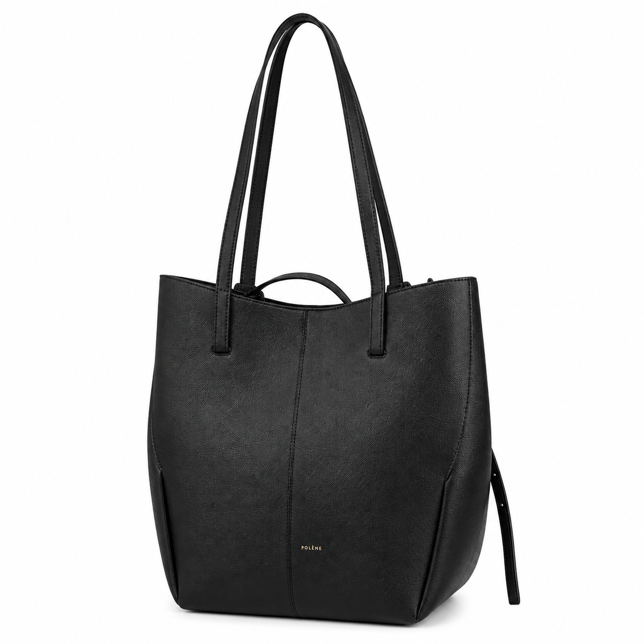 POL_ÈNE Women’s Black Textured Tote Bag – Premium Large Shoulder Carryall