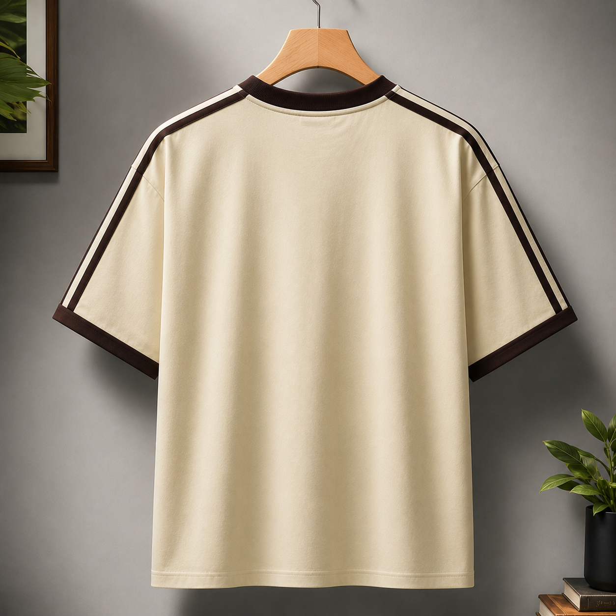 Bo_ston Re_d S_ox Contrast Stripe Oversized Half Sleeve T-Shirt for Men