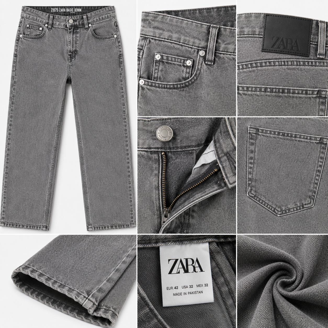 ZA_RA Basic Grey Straight Fit Jeans for Men | Premium Washed Denim | Everyday Comfort