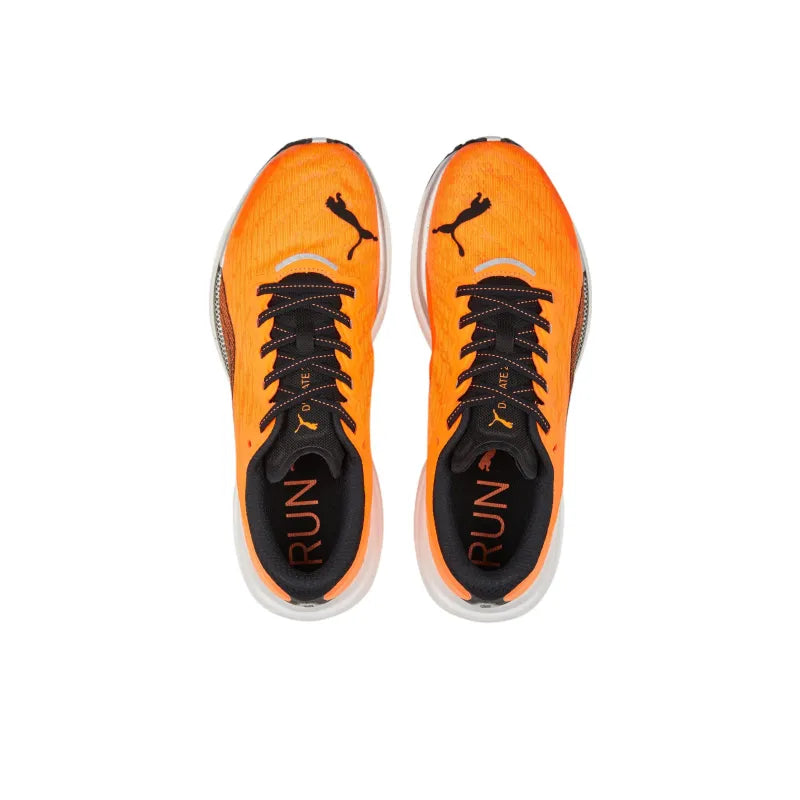 Pu_ma Deviate NITRO 2 Anti-Slip + Abrasion-Resistant Low-Top Carbon Plate Marathon Running Shoes for Men, Black and Orange