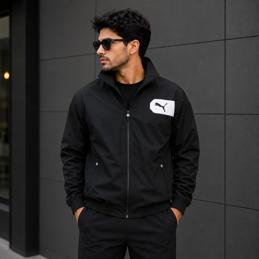 Pu_ma Men’s Black Track Jacket – Premium Lightweight Zip-Up Sports Jacket