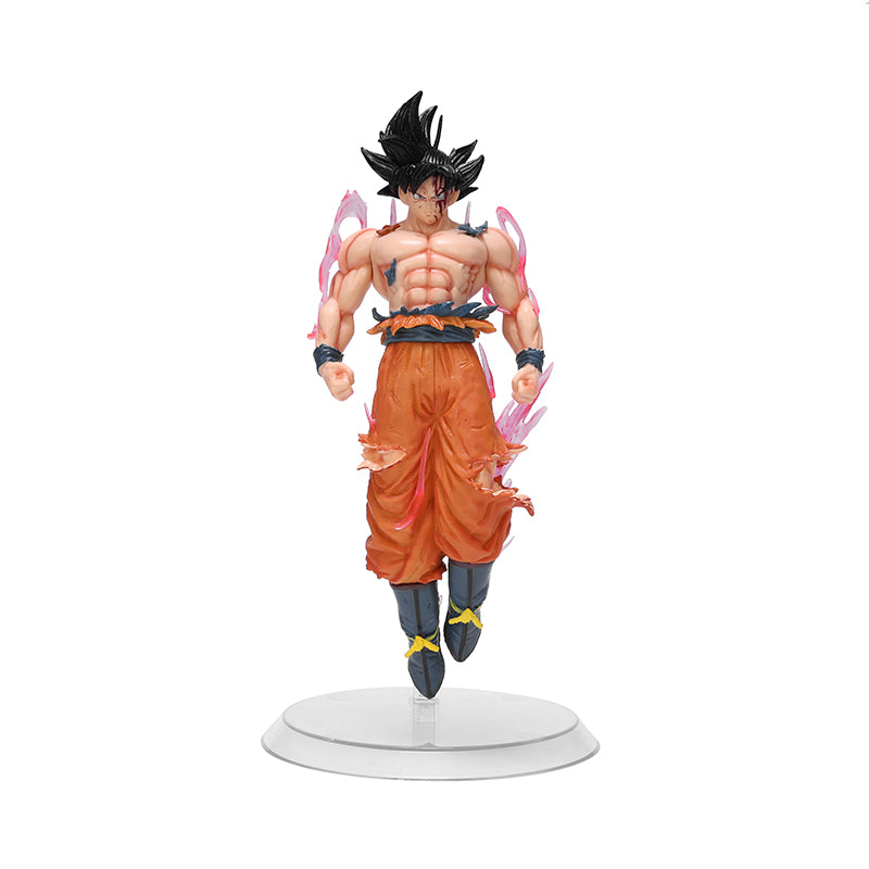Dragon Ball Super Ultra Instinct Goku Action Figure, Collectible Anime Character Model, Orange Combat Outfit with Pink Aura Effect