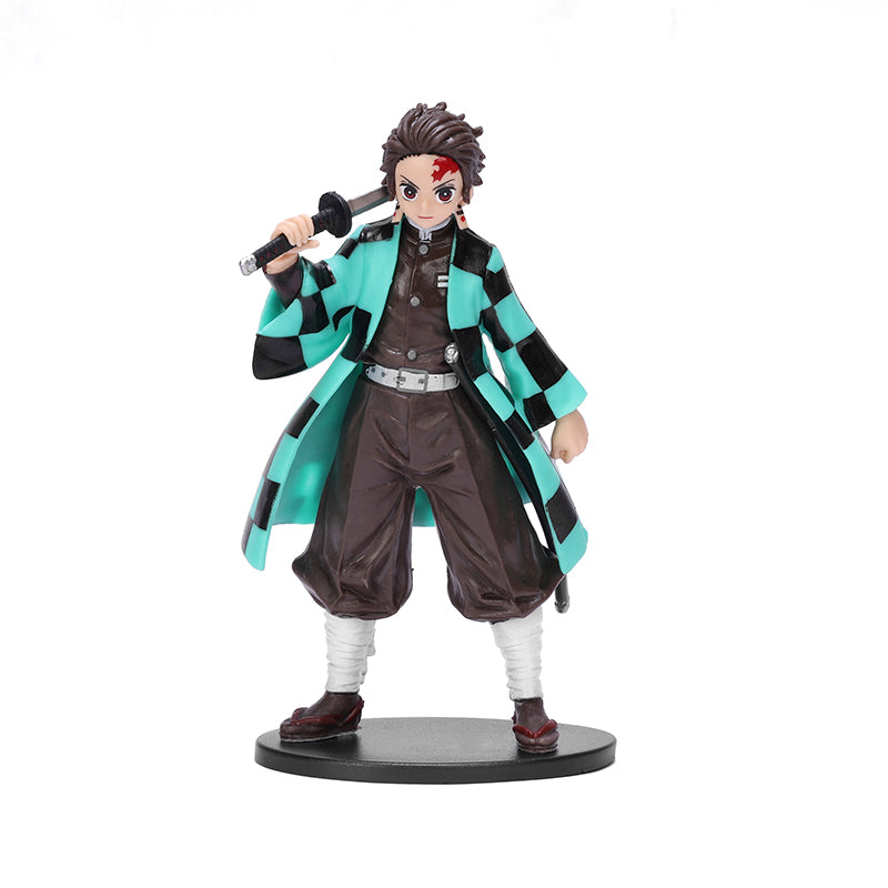 Collectible Action Figure, PVC Material, 15.5cm Height, Black and Turquoise Checkered Robe, Standing Pose with Sword