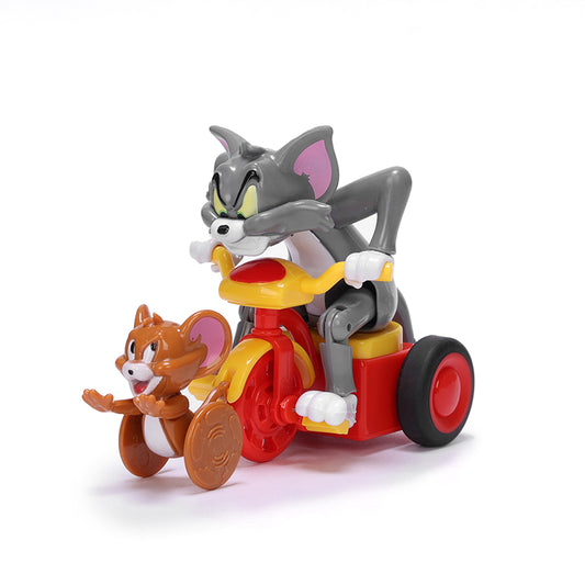Tom and Jerry Cartoon Tricycle Toy Figure | Cute Moving Action Toy for Kids | PVC Collectible Cartoon Figure for Home Decor, Car Dashboard & Kids Gift