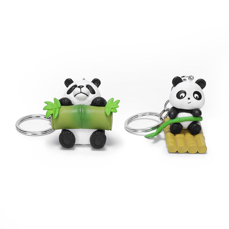 Cute Keychains and Keyrings Panda With Bamboo Keychains for Cars, Bikes, Home, Keys. Detailed Keyrings Set For Gifting and Showpiece+Keychains (Multi-Design Panda)