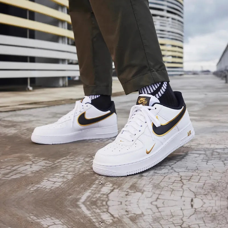 Ni_ke Air Force 1 '07 LV8 Double Swoosh White Metallic Gold