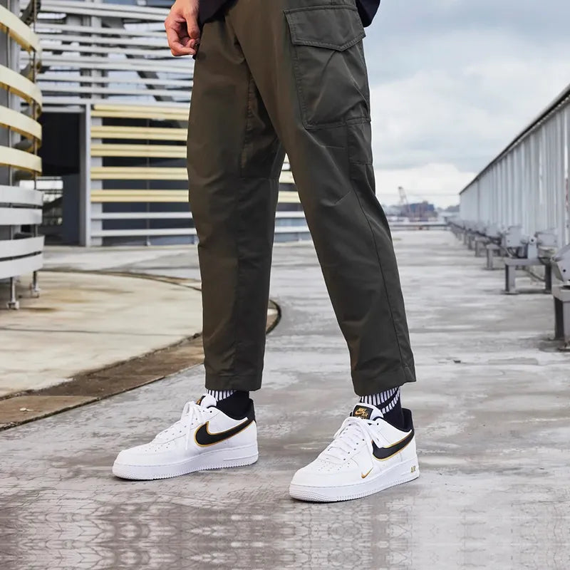 Ni_ke Air Force 1 '07 LV8 Double Swoosh White Metallic Gold