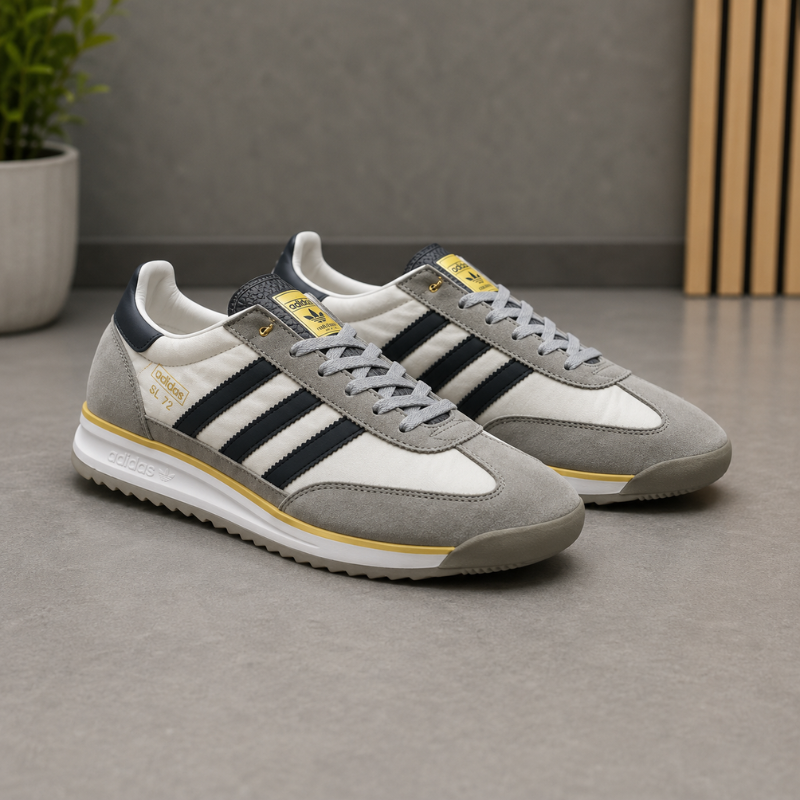Adi_das SL 72 Men's Lifestyle Sneakers | Grey & White Retro Casual Shoes | Lightweight Everyday Comfort