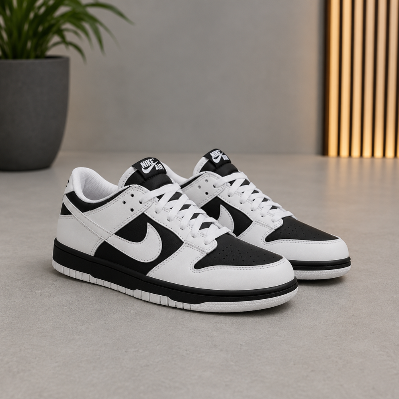 Ni_ke Air Low Men's Casual Sneakers | Black & White Lace-Up Shoes | Everyday Comfort & Street Style