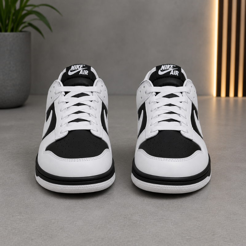 Ni_ke Air Low Men's Casual Sneakers | Black & White Lace-Up Shoes | Everyday Comfort & Street Style