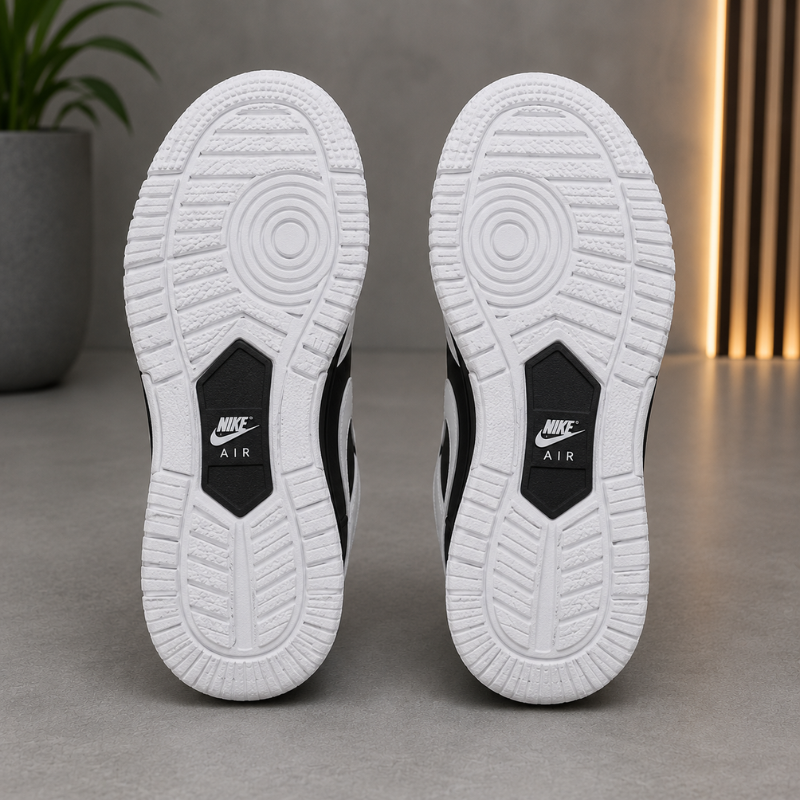 Ni_ke Air Low Men's Casual Sneakers | Black & White Lace-Up Shoes | Everyday Comfort & Street Style