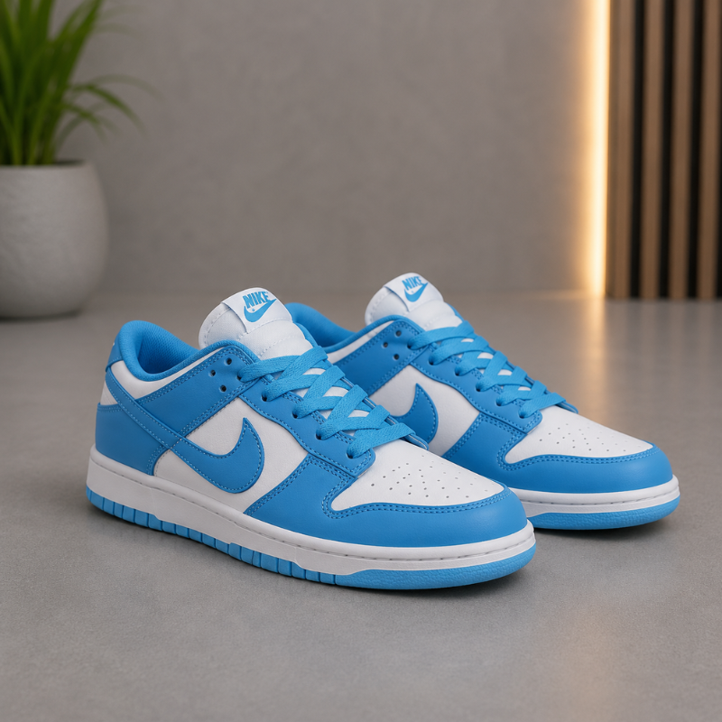 Ni_ke Air Low Sneakers for Men | Blue & White Lace-Up Casual Shoes | Premium Streetwear Edition