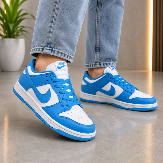 Ni_ke Air Low Sneakers for Men | Blue & White Lace-Up Casual Shoes | Premium Streetwear Edition