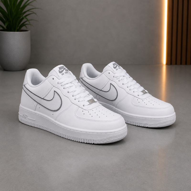 Ni_ke Air Force 1 Low Sneakers for Men | Triple White Leather Casual Shoes | Classic Everyday Style