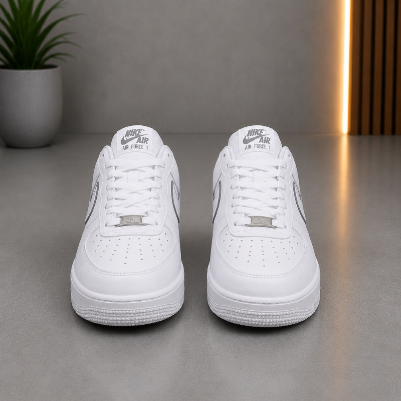 Ni_ke Air Force 1 Low Sneakers for Men | Triple White Leather Casual Shoes | Classic Everyday Style