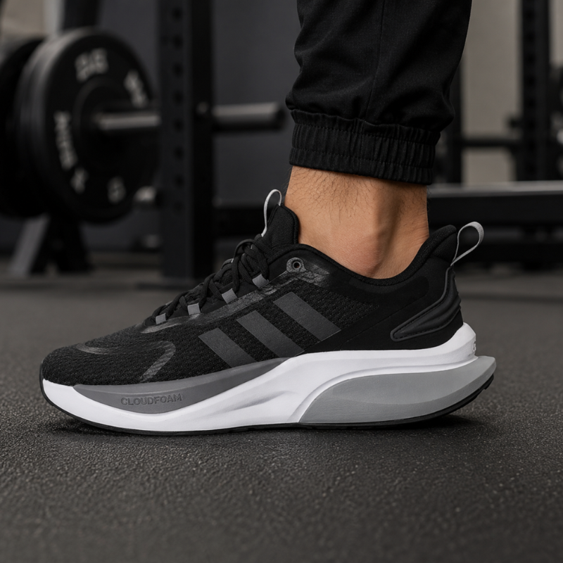 Adi_das Alphabet Bounce+ Comfort Fabric Abrasion-Resistant, Breathable Low-Top Casual Training Long-Distance Running Shoes for Men, Black, Single-Layer