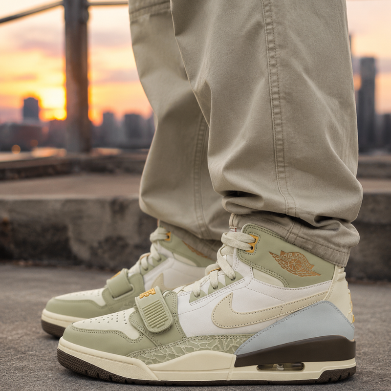 The Jor_dan Legacy 312 CNY "Year of the Rabbit" leather high-top vintage basketball shoe features versatile cushioning, anti-slip, and abrasion resistance. Men's White Green