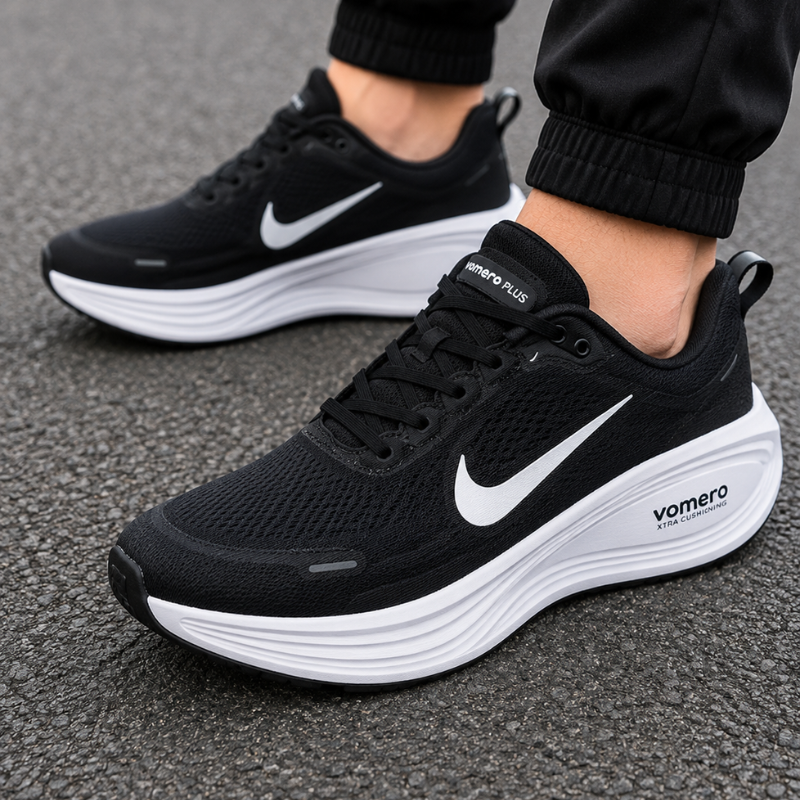Ni_ke_Vo_mero Plus Black White Running Shoes