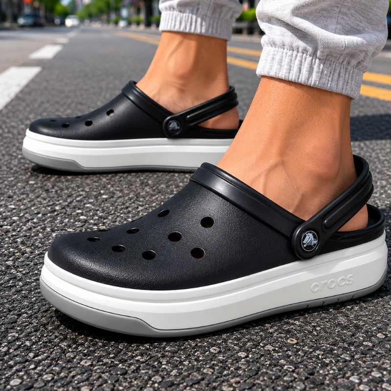Cr_ocs Crocband Full Force EVA Anti-Slip + Abrasion-Resistant Sports Sandals for Men and Women, Black and White