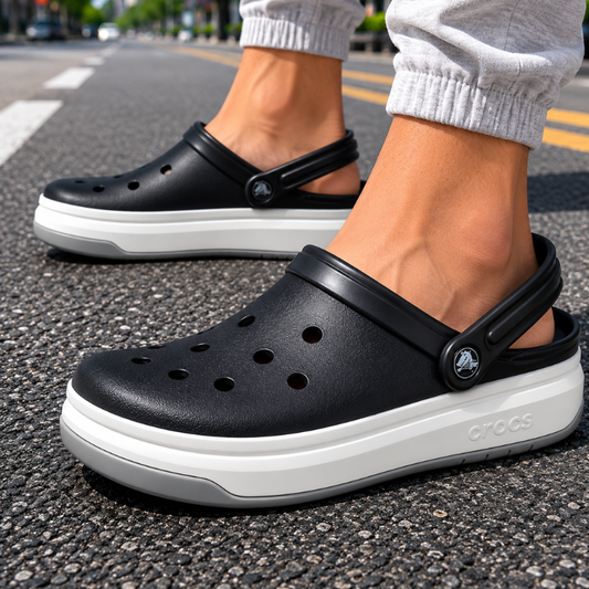Cr_ocs Crocband Full Force EVA Anti-Slip + Abrasion-Resistant Sports Sandals for Men and Women, Black and White