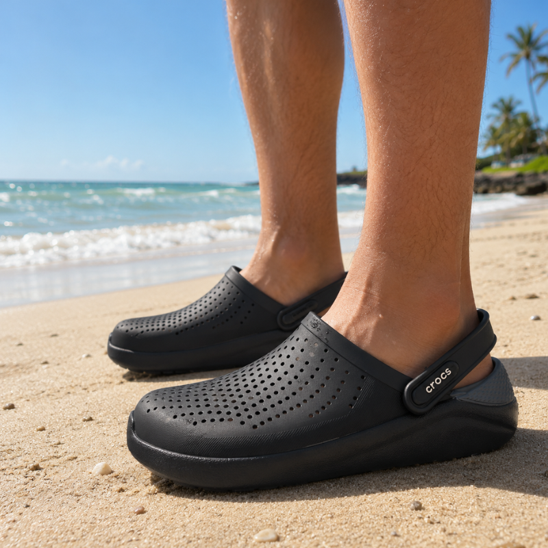 Cr_ocs LiteRide Slip-On + Abrasion-Resistant Sports Sandals, Unisex, Slate Gray