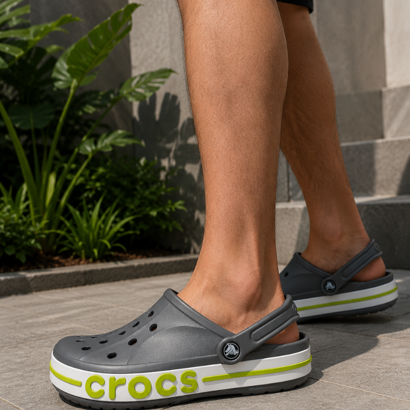 Cr_ocs Bayaband Clogs Slate Grey Lime Punch
