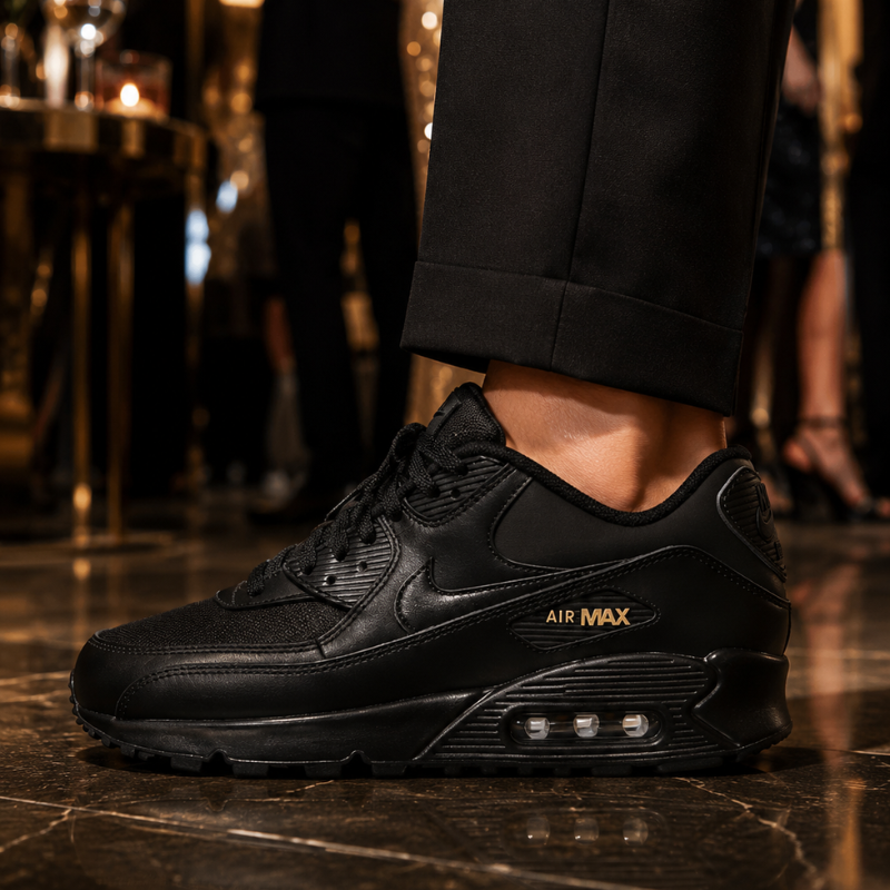 N_ike Air Max 90 Premium Black Metallic Gold