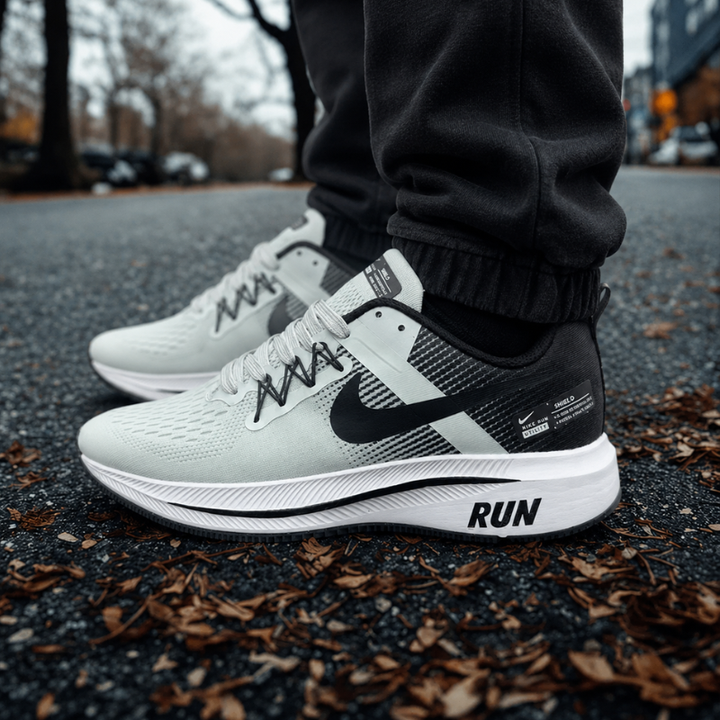 NI_KE RUN SHIELD WHITE BLACK