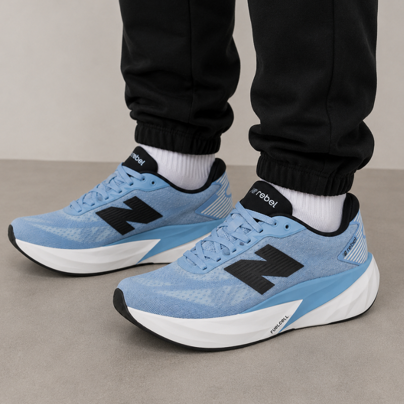 New Bal_ance FuelCell Rebel V5 Abrasion-Resistant Low-Top Running Shoe, Unisex Blue