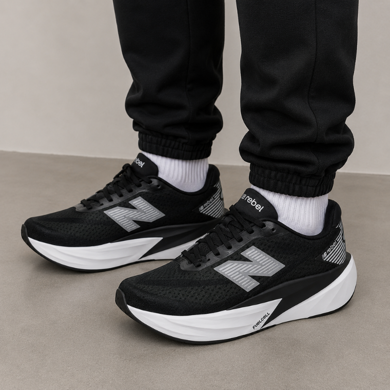 New Bal_ance FuelCell Rebel V5 Abrasion-Resistant Low-Top Running Shoes, Unisex, Black