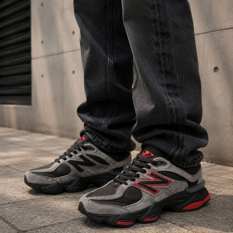 New Bala_nce NB 9060 Low-Top Casual Running Shoes for Men (Gray/Black)