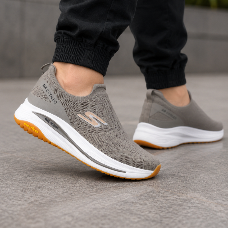 Men_s_Air Cooled Max Cushion Slip-On Walking Shoes – Grey