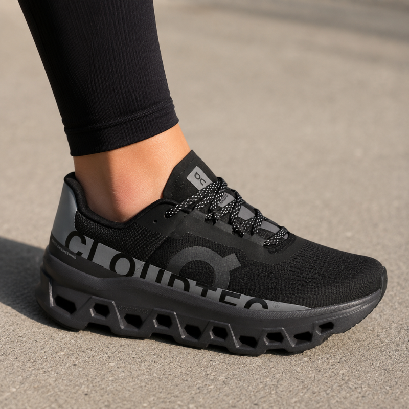 O_n Cloud Monster Lumos Shock Absorbers Anti-Slip + Abrasion-Resistant Low-Top Running Shoes men's Black