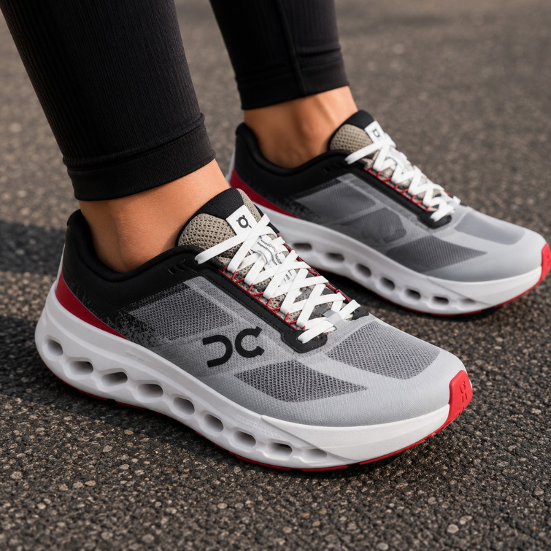 On Running Cl0ud surfer Next Black Red Men’s Running Shoes | Lightweight Cushioned Sports Sneakers for Training & Daily Wear