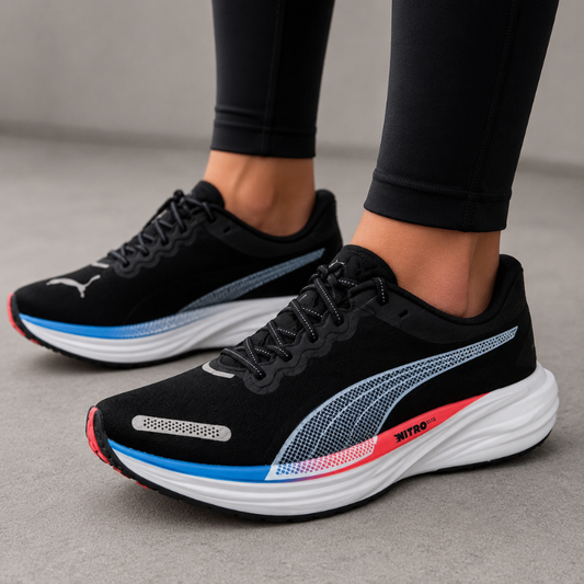 Pu_ma Diviate Nitro 2 Puma Black Fire Orchid Running Shoes For Mens