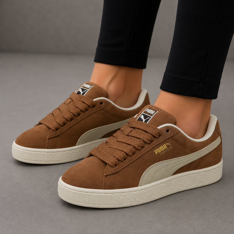 Puma Suede XL Abrasion-Resistant Low-Top Skateboarding Shoes for Men, Brown