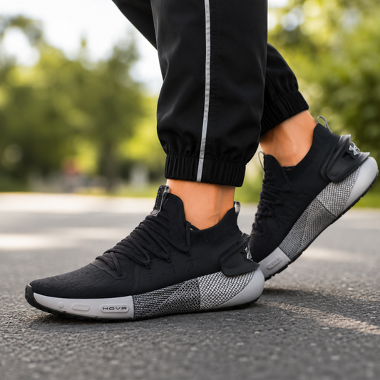 undr_Armr HOVR Phantom 3 Comfort Fabric Abrasion-Resistant, Breathable, Supportive Low-Top HOVR Casual Training Long-Distance Running Urban Workout Running Shoes Men's Black Gray
