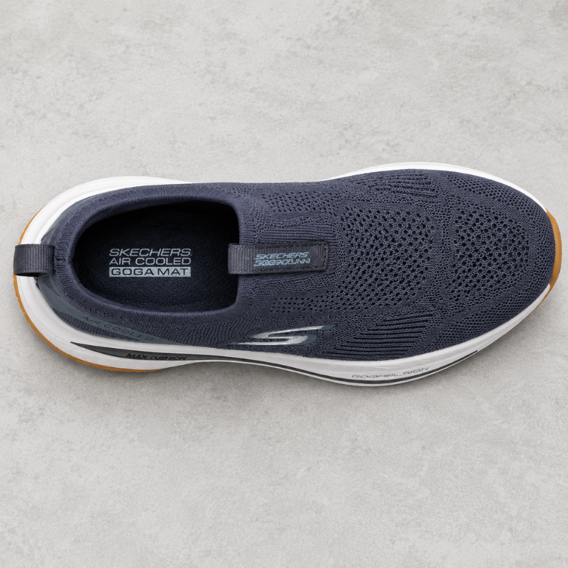 Ske_chers_Max Cushion Air Cooled Slip-On Running Shoes – Navy Blue