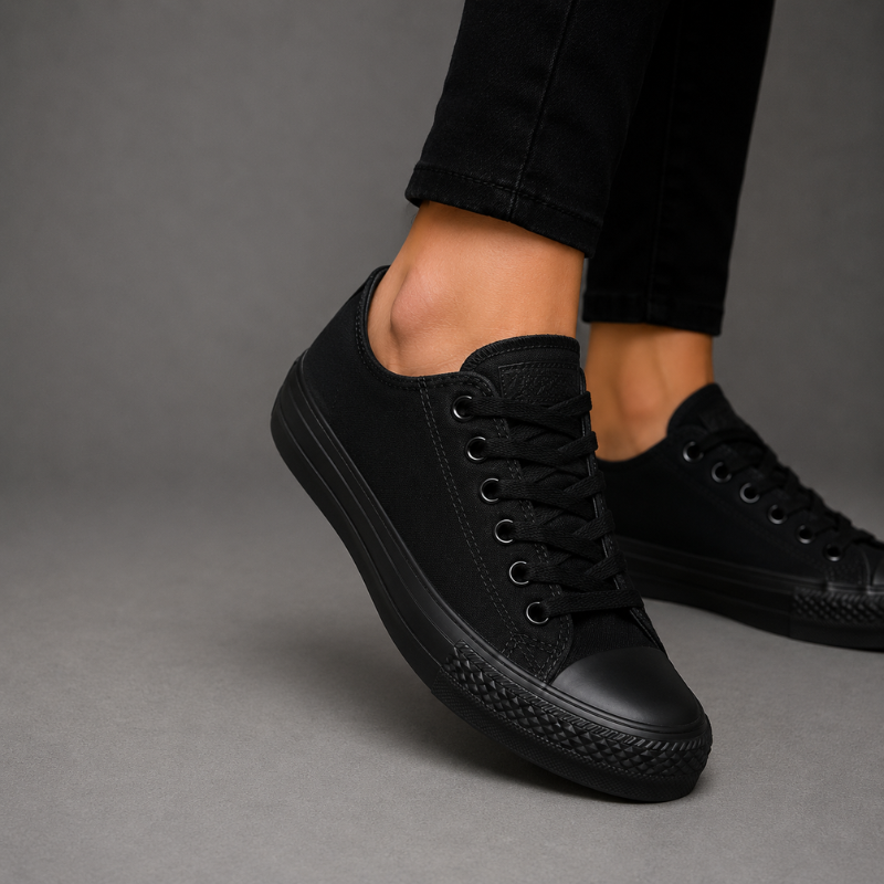 Conv_erse Chu_ck Tay_lor All Star Black Warrior Abrasion-Resistant Low-Top Canvas Shoes Unisex Black