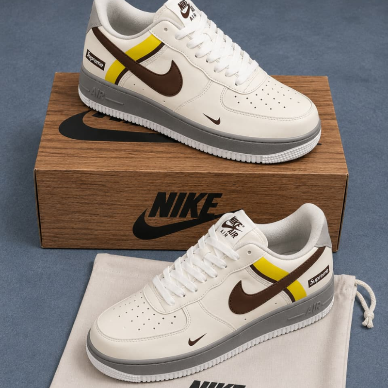 Pre_mium_White Brown Casual Sneakers for Men | Trendy House