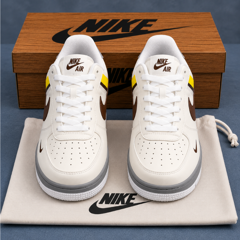 Pre_mium_White Brown Casual Sneakers for Men | Trendy House